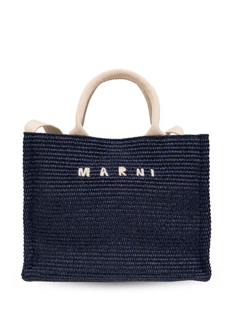 small rafia tote bag woman navy MARNI | SHMP0077U0 P386000B90